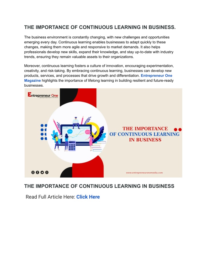 the importance of continuous learning in business
