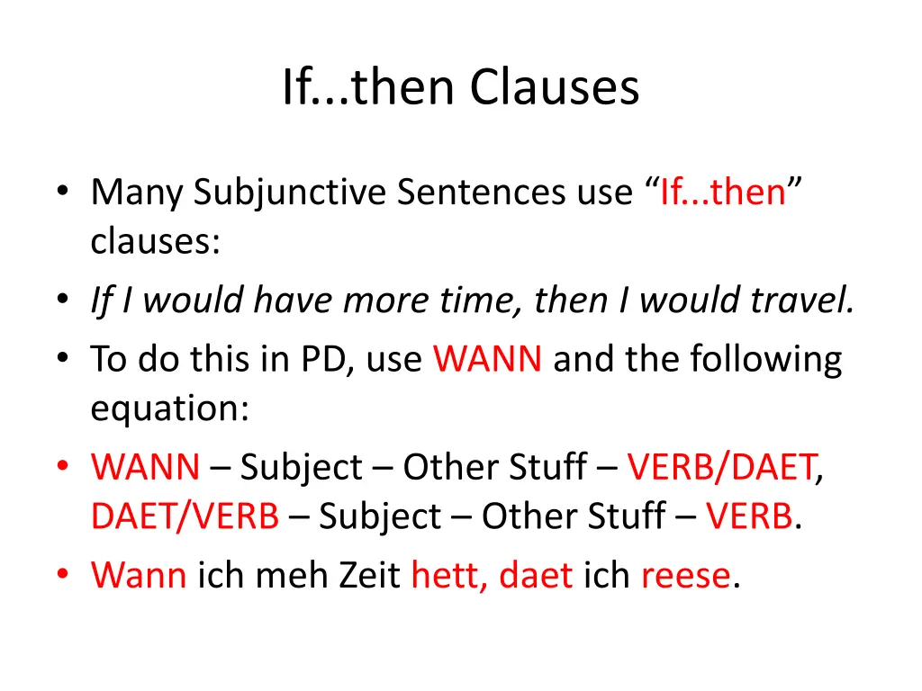 if then clauses