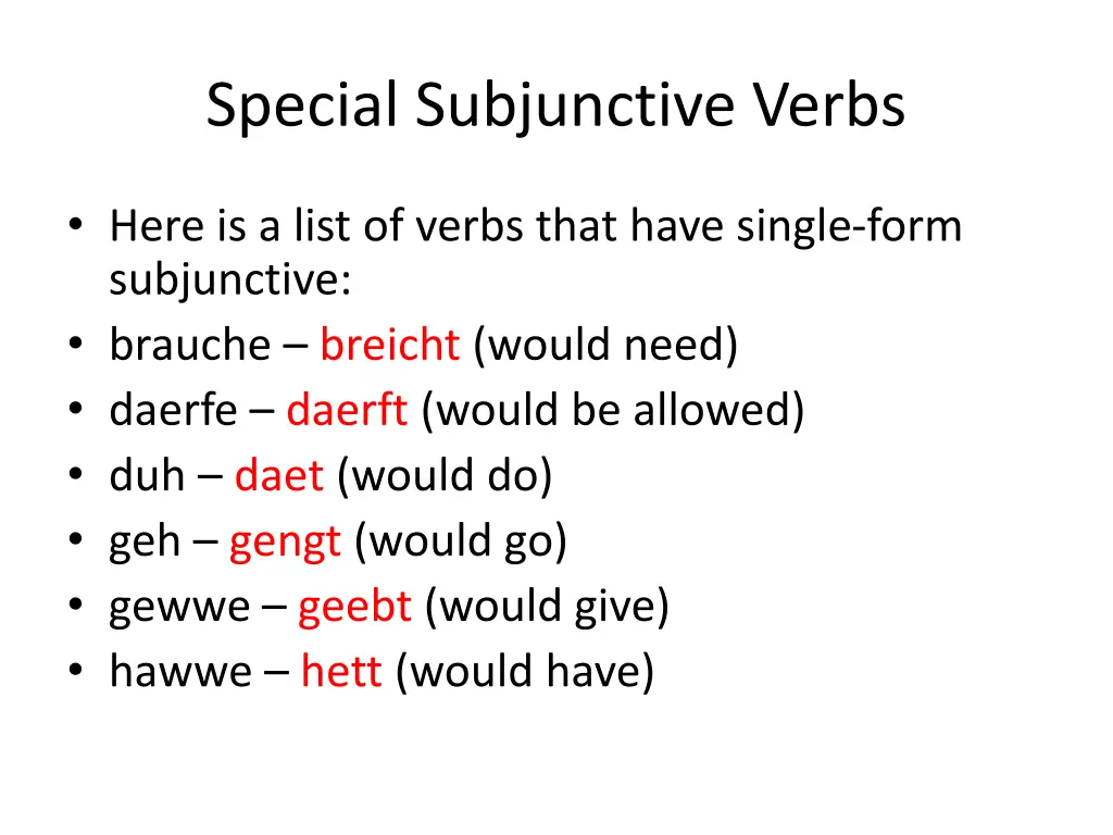 special subjunctive verbs 1