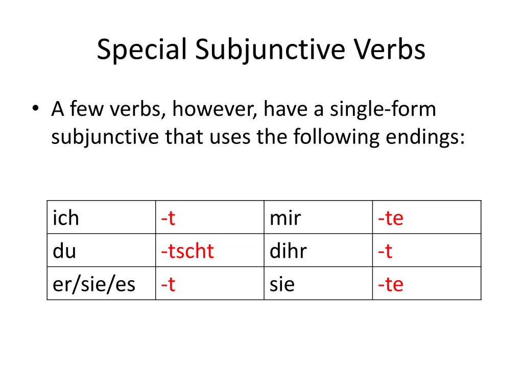 special subjunctive verbs