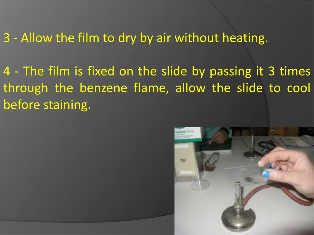 3 allow the film to dry by air without heating