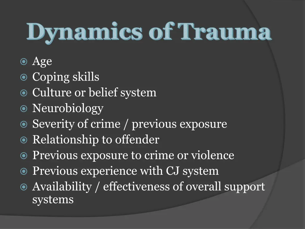 dynamics of trauma