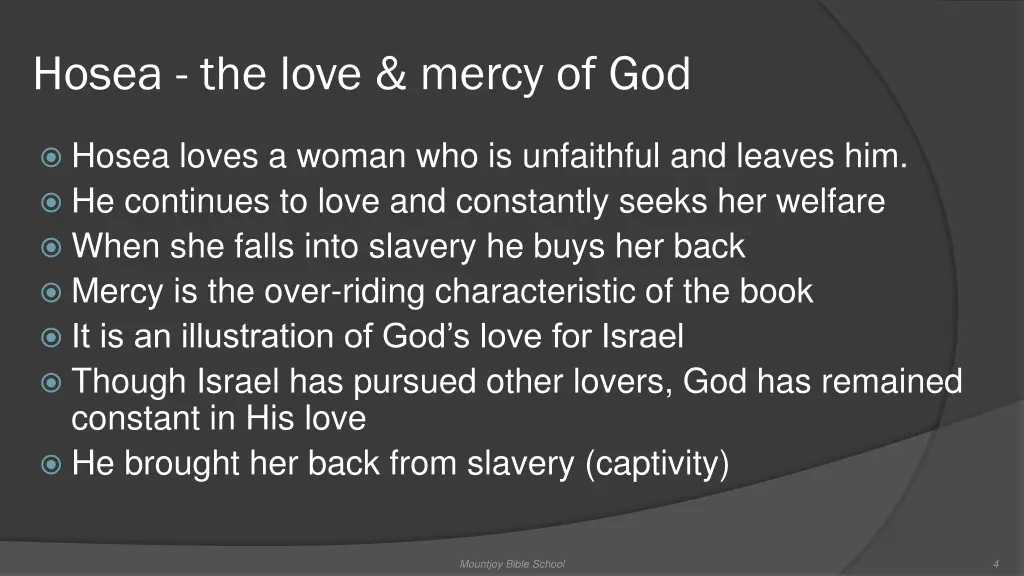 hosea the love mercy of god