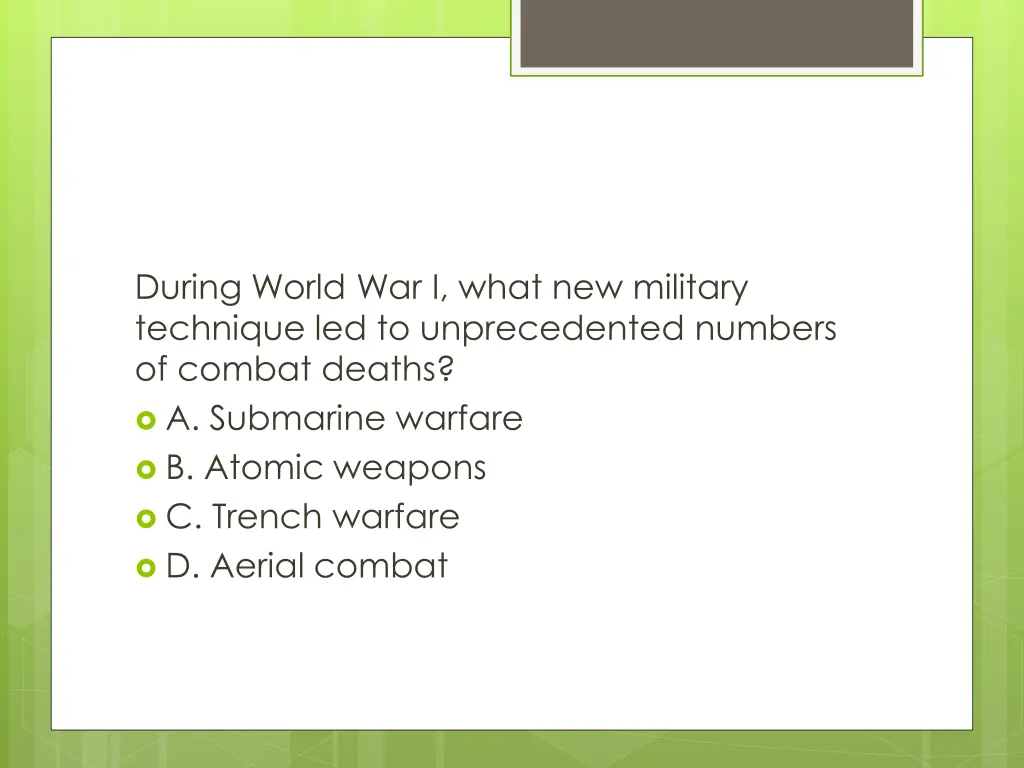 during world war i what new military technique