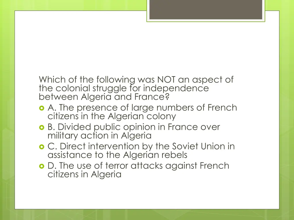 which of the following was not an aspect