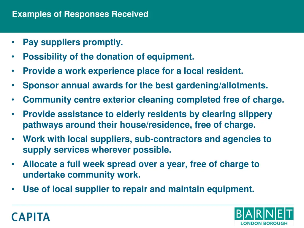 examples of responses received 1