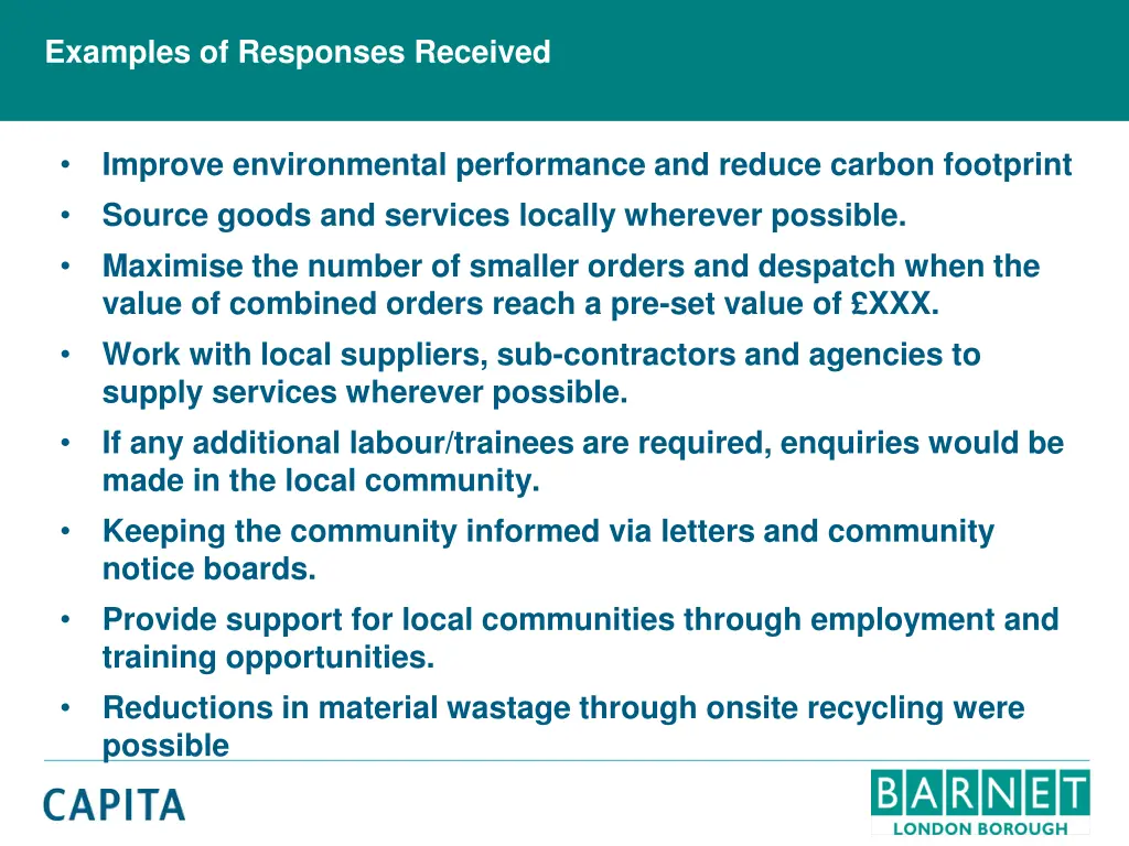 examples of responses received