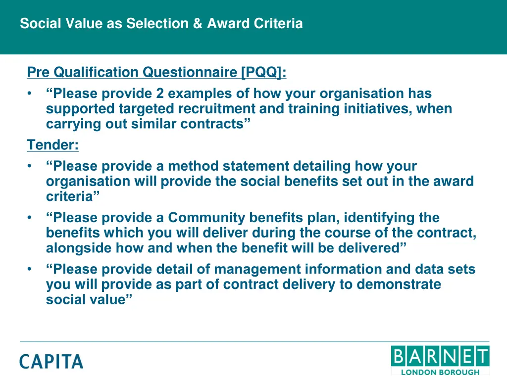 social value as selection award criteria