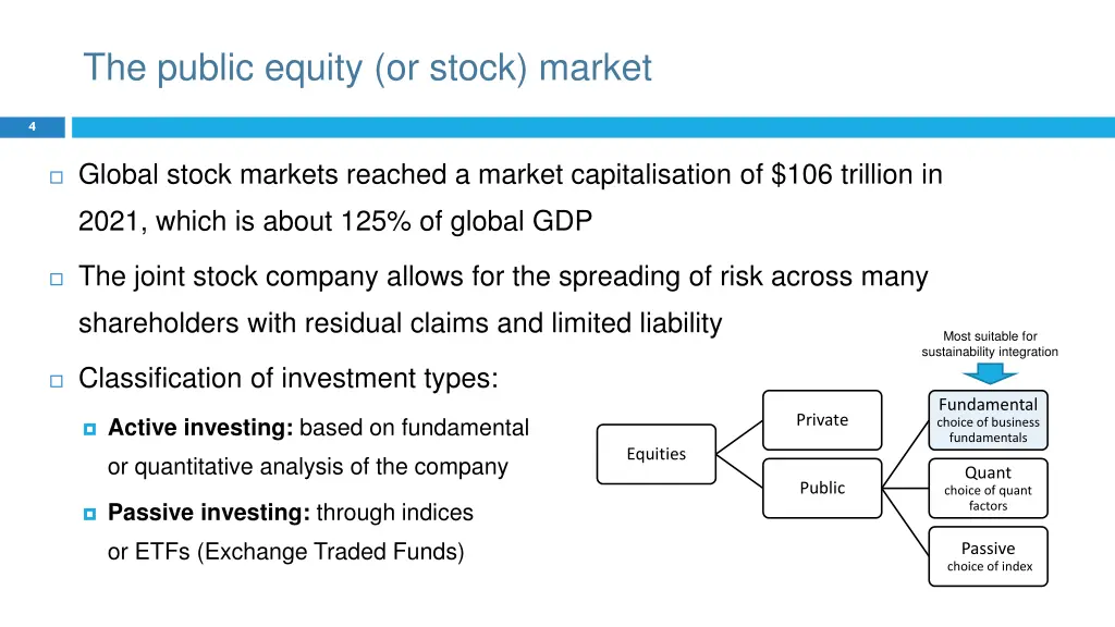 the public equity or stock market