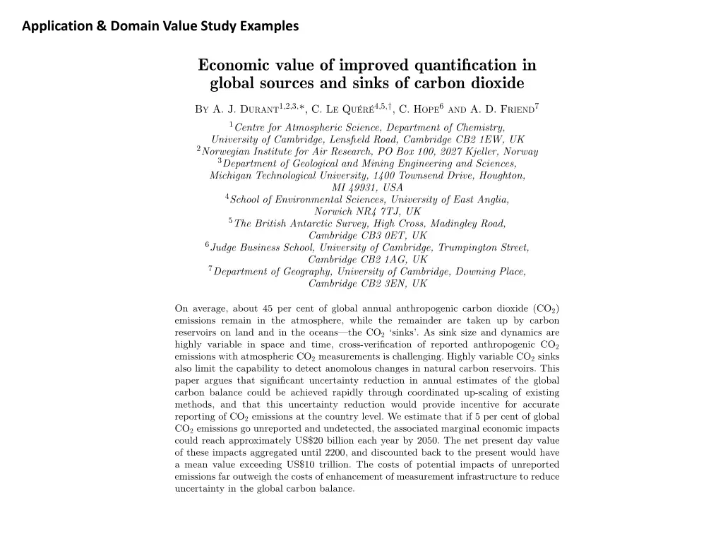 application domain value study examples 1