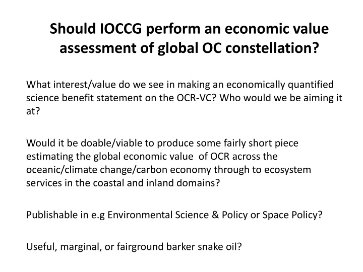 should ioccg perform an economic value assessment
