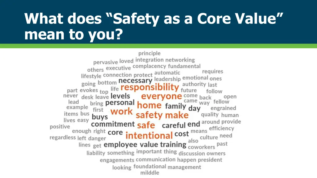 what does safety as a core value mean to you