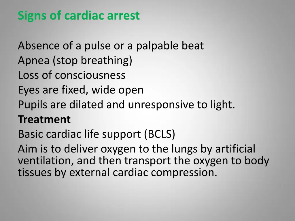 signs of cardiac arrest