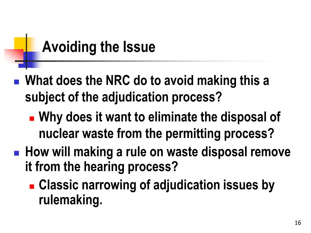 avoiding the issue