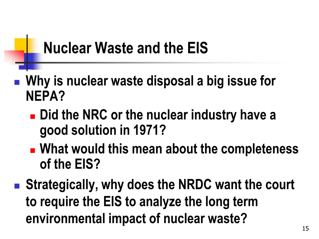 nuclear waste and the eis