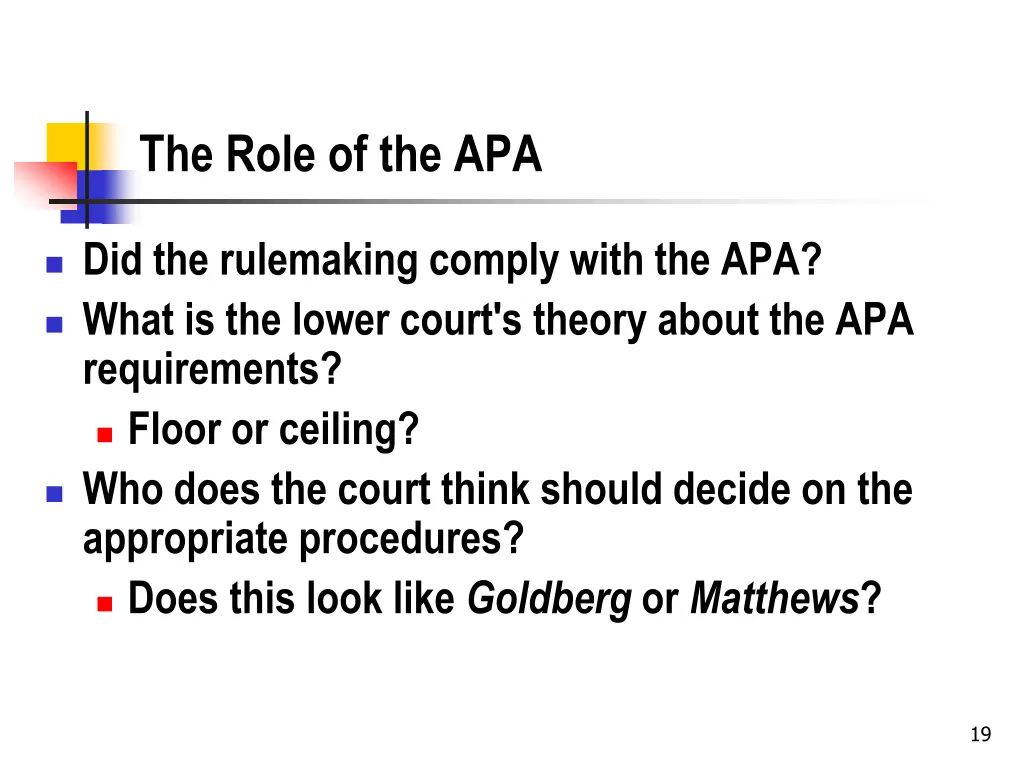 the role of the apa