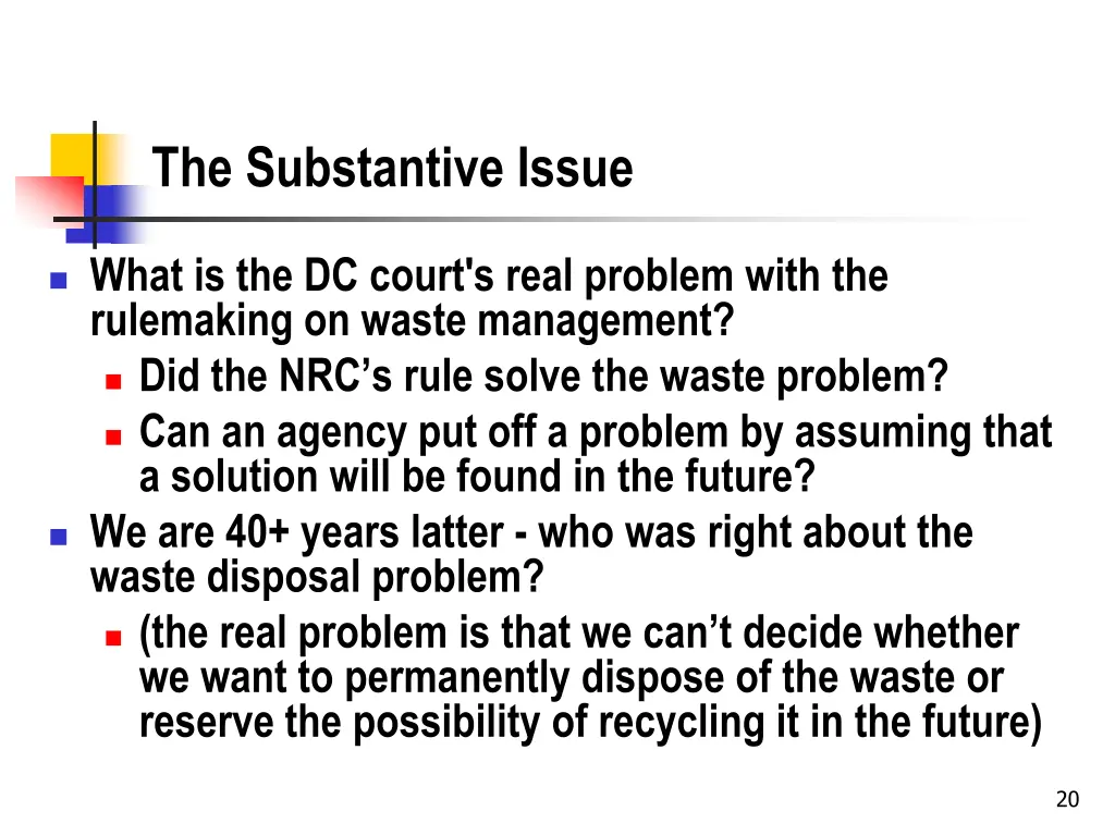 the substantive issue