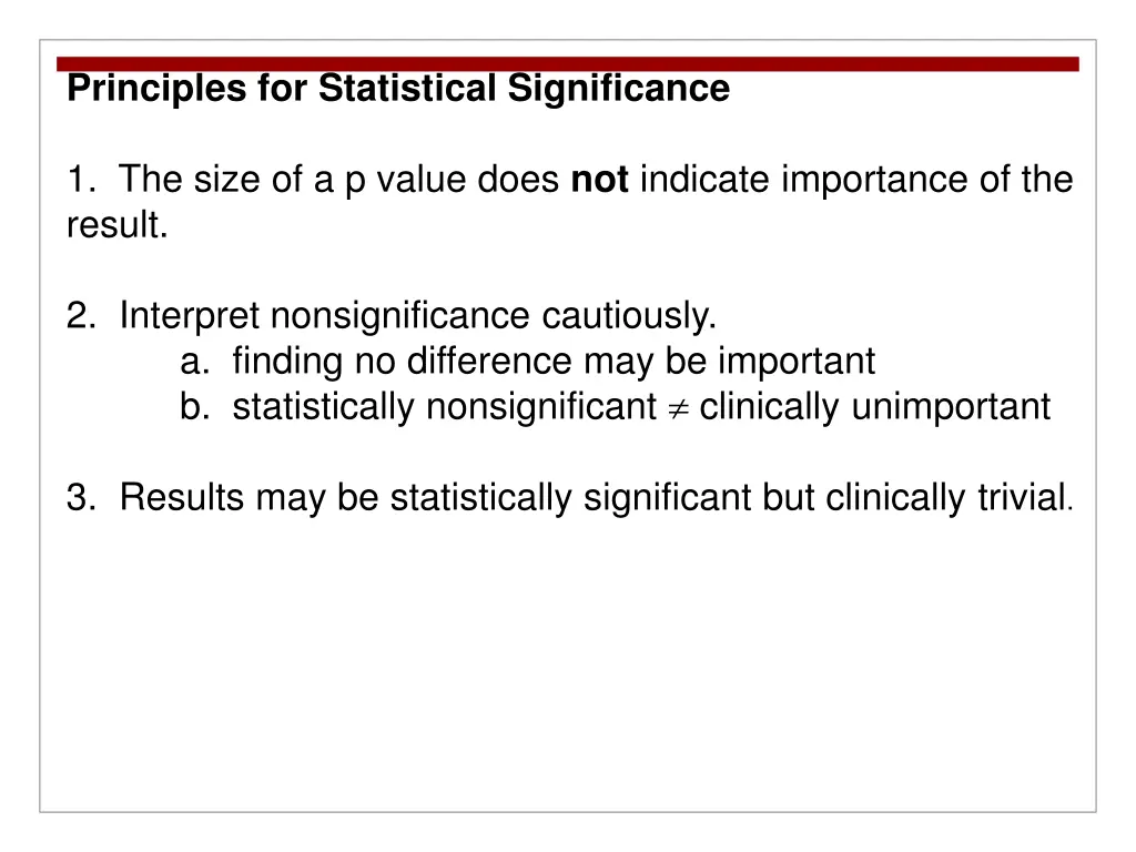 principles for statistical significance
