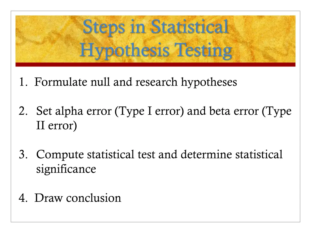 steps in statistical hypothesis testing