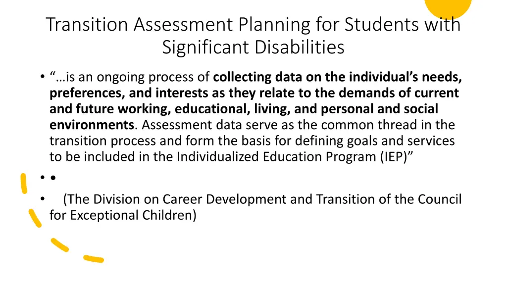 transition assessment planning for students with 1