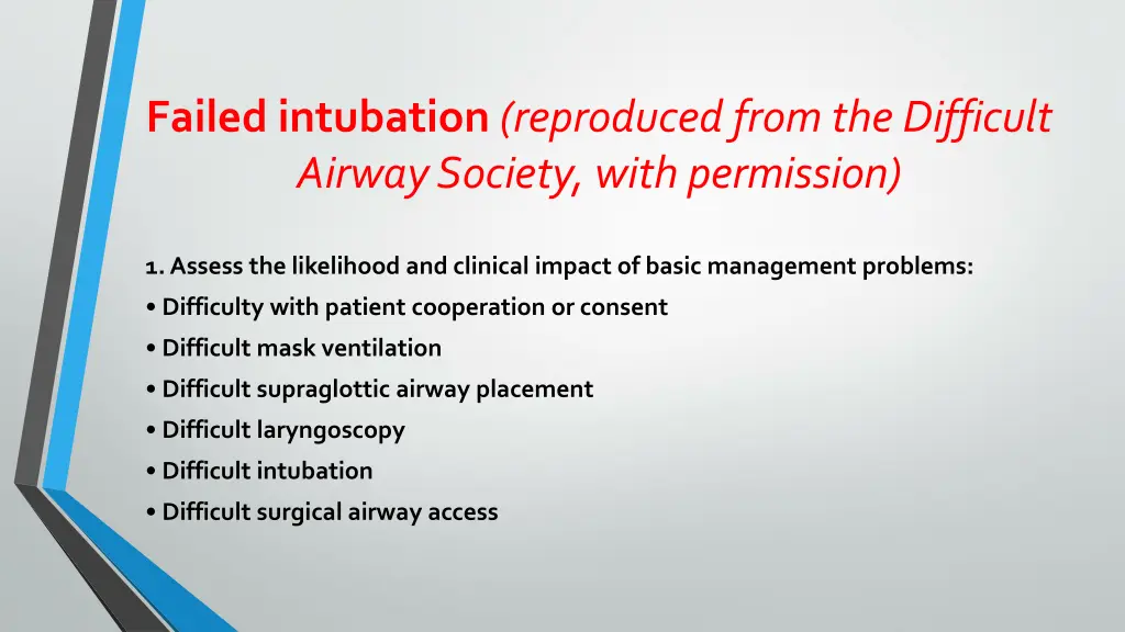 failed intubation reproduced from the difficult