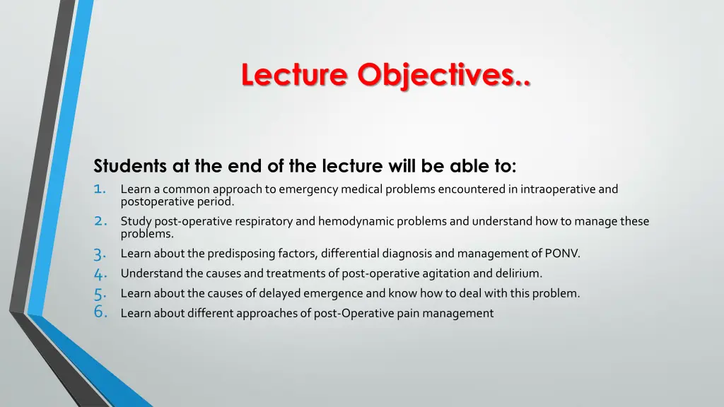 lecture objectives