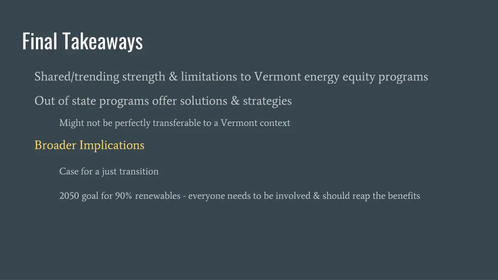 final takeaways