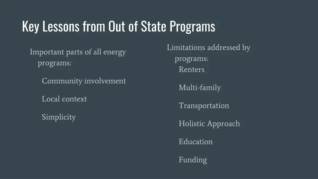 key lessons from out of state programs