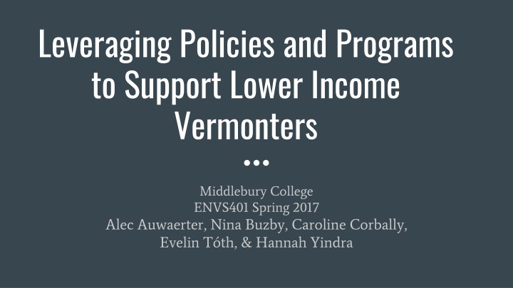 leveraging policies and programs to support lower
