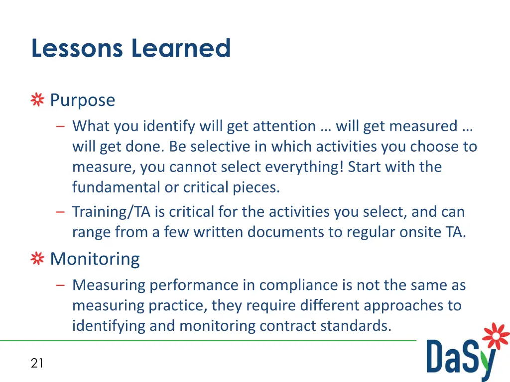 lessons learned