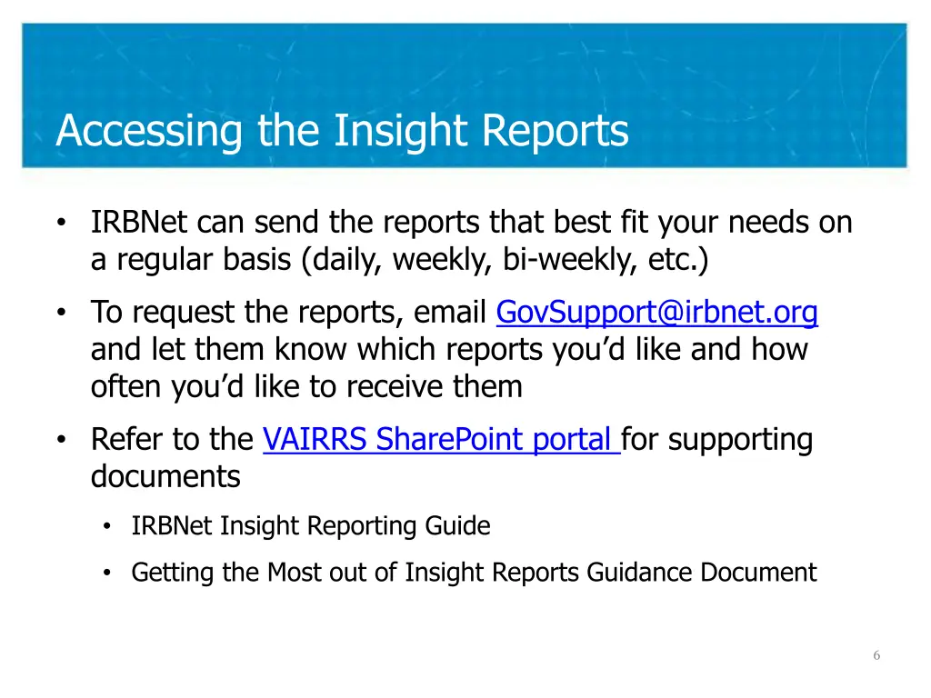 accessing the insight reports
