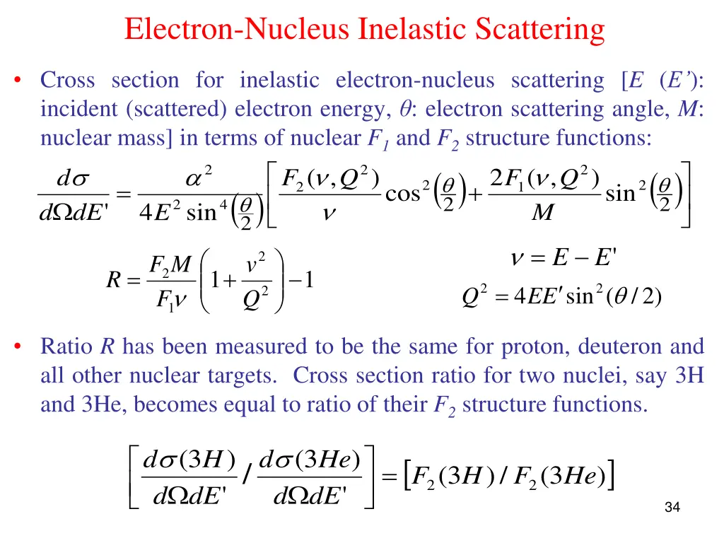electron nucleus inelastic scattering