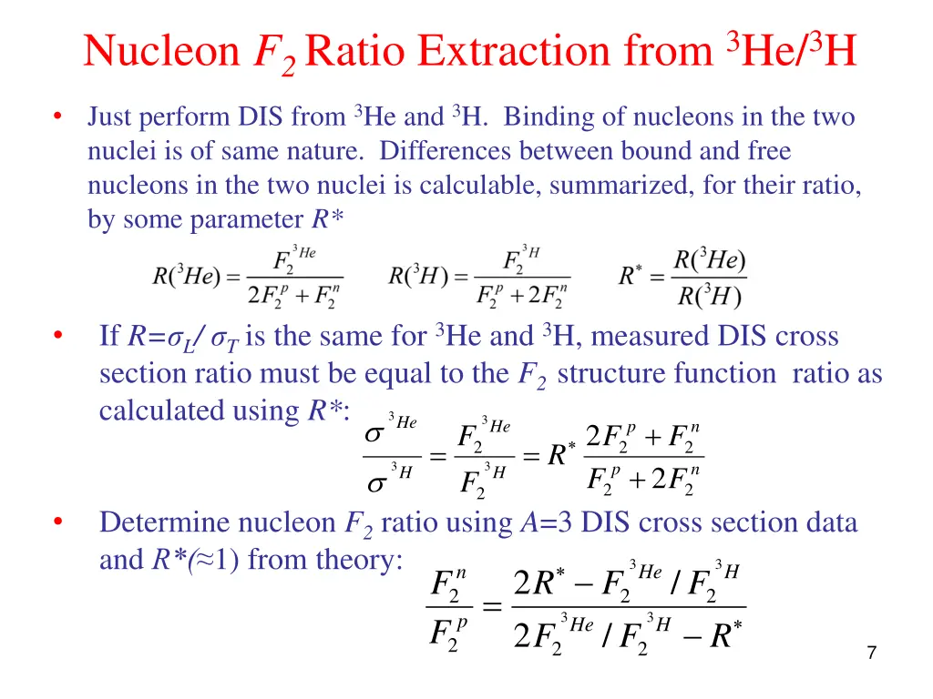 nucleon f 2 ratio extraction from 3 he 3 h