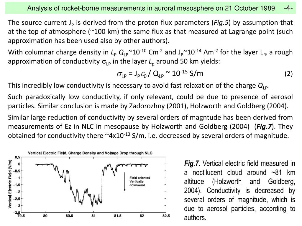 analysis of rocket borne measurements in auroral 1