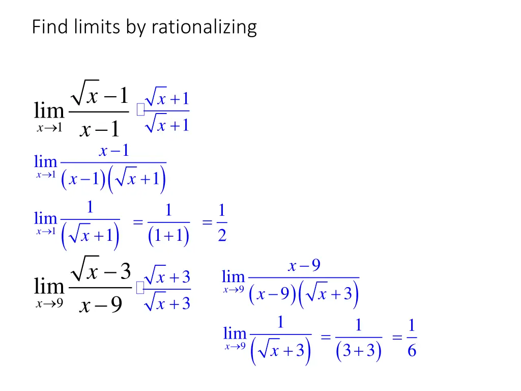 find limits by rationalizing
