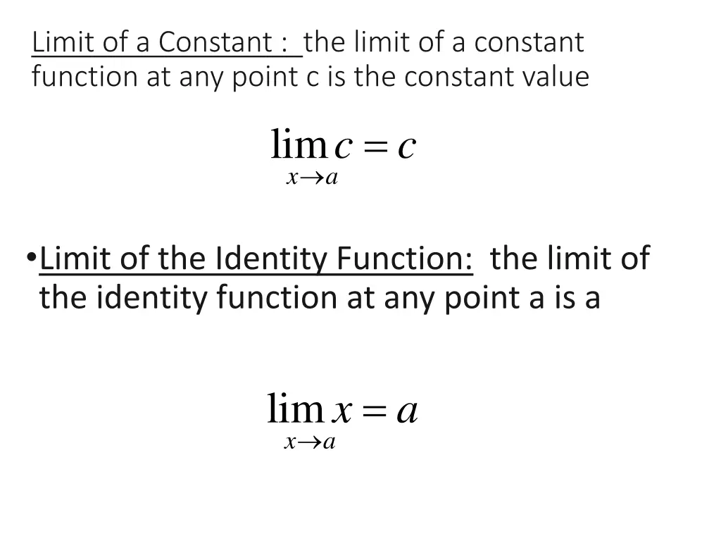 limit of a constant the limit of a constant