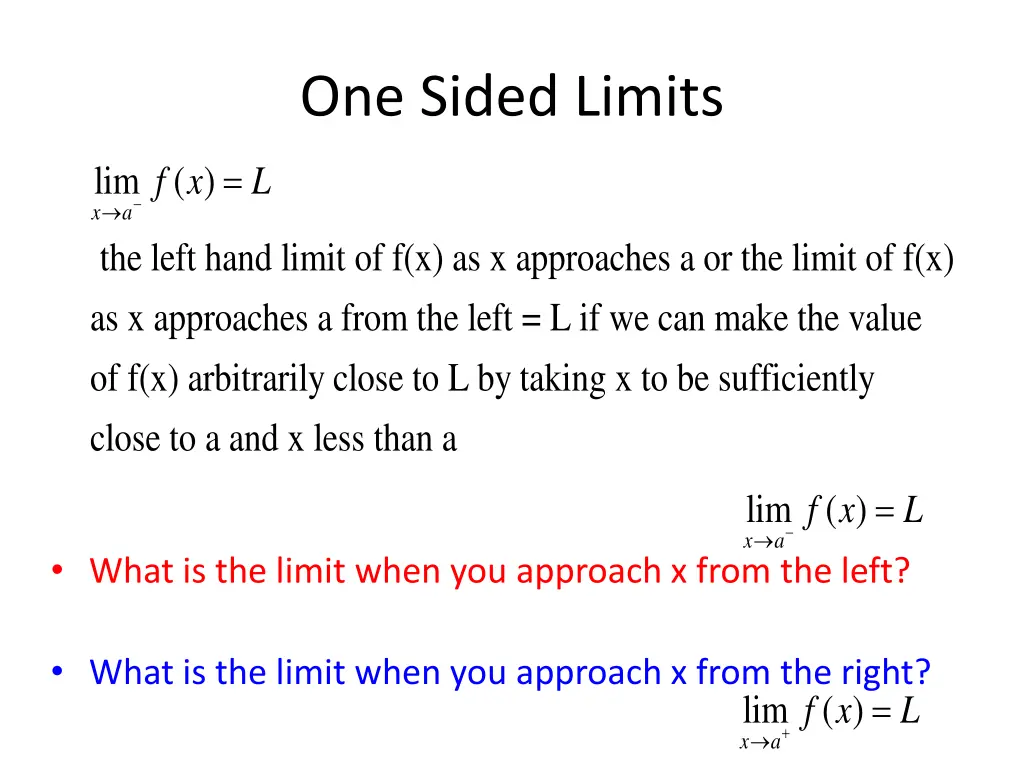 one sided limits