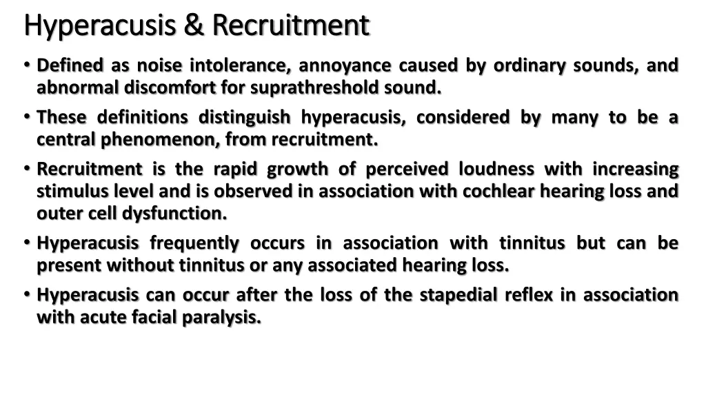 hyperacusis recruitment hyperacusis recruitment