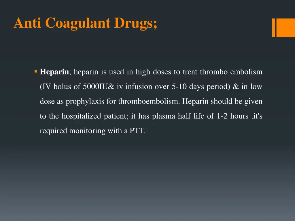 anti coagulant drugs
