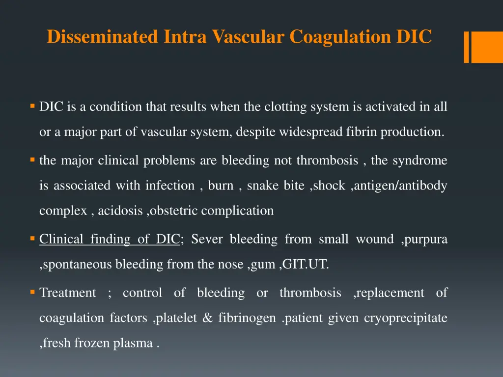 disseminated intra vascular coagulation dic
