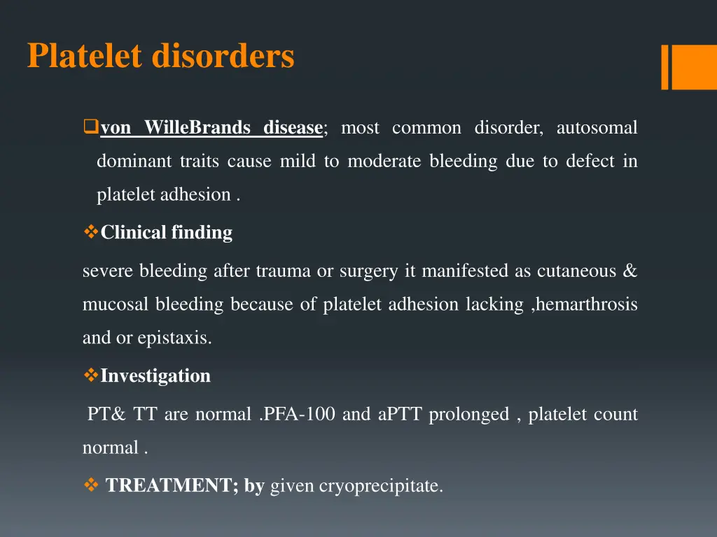 platelet disorders