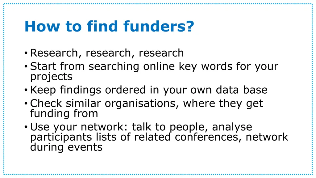 how to find funders