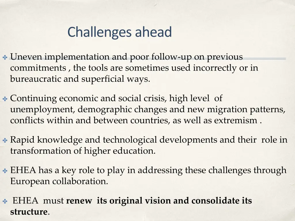 challenges ahead