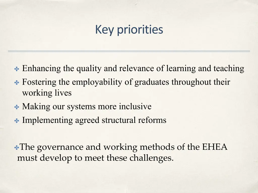 key priorities