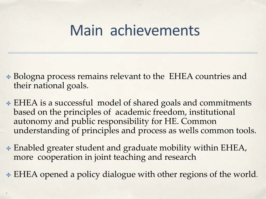 main achievements