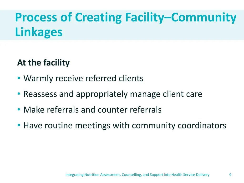 process of creating facility community linkages 1