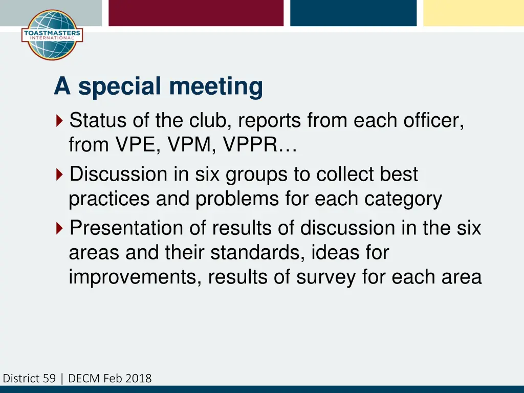 a special meeting status of the club reports from