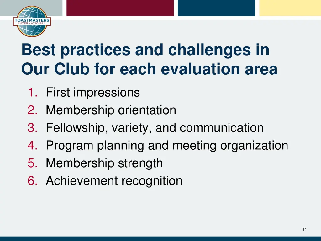 best practices and challenges in our club
