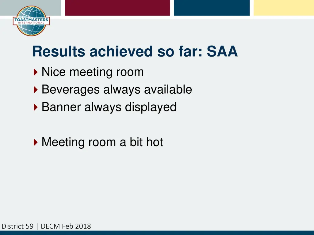 results achieved so far saa nice meeting room