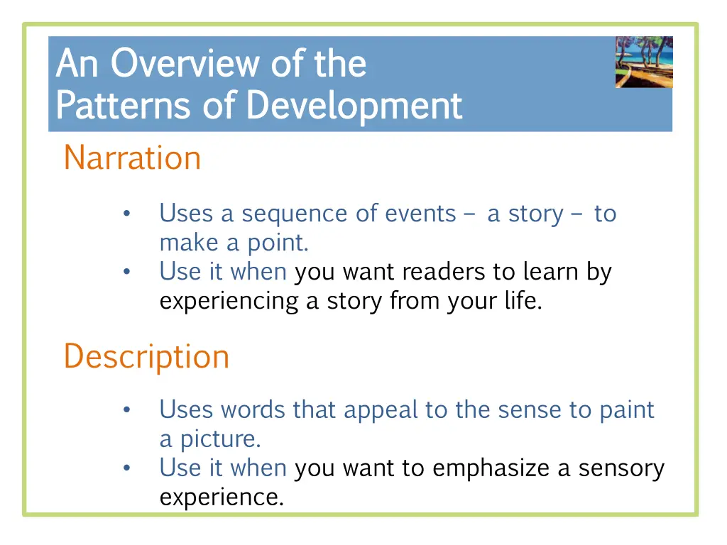 an overview of the an overview of the patterns